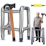 Aufblasbarer Gehstock und Aufblasbare Gehhilfe Set, Aufblasbare Gehhilfe, Aufblasbarer Rollator für Karneval Fasching Oder Rente Cosplay, Lustiges Geschenk für Geburtstagsstreiche