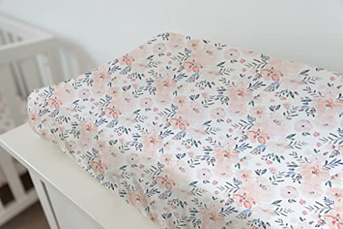 Totaha Premium Stretchy Changing Pad Covers (2-Pack) Hypoallergenic, Silky Comfort, Buttery Soft, Calming Effect, All-Season Jersey-Knit 5'' Deep Pocket(Meredith Allover Floral & Pale Pink Flowers) #TOP6