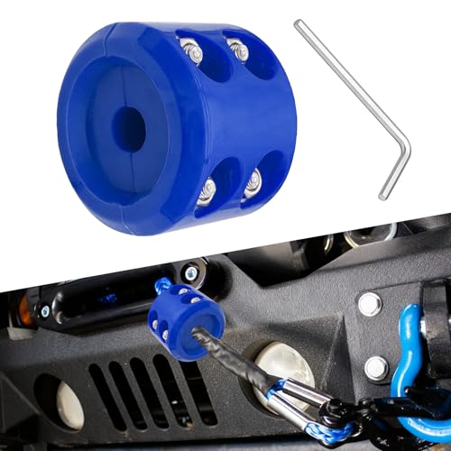 HABNVUON Car Rubber Winch Stopper, Cable Saver Hook Stopper, Winch Rope Bump Shock Saver Dampener Absorbent Stopper with Screw and Nut, Car Rubber Rope Line Saver for ATV UTV SUV Winches (Blue)
