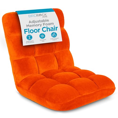 BirdRock Home 10191 Adjustable 14-Position Memory Foam Floor chair & Gaming Chair, Orange 1 count