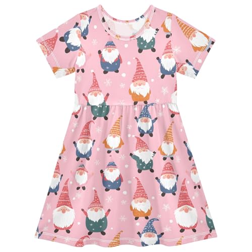 Gnomes Toddler Dress Girls Summer Short Sleeve T-Shirt Dress Casual Outfit