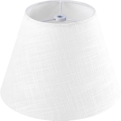 GOSO White Texture Linen Lamp Shade Small Drum Lamp Shade Natural Farbric Lamp Shades for Table Lamps-5 * 9 * 6.4inch(Spider) Rustic Lampshades Replacement No Assembly Required-Modern Bell Shade