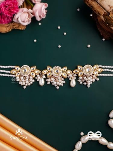 Image of SANJOYA by EVERSTYLISH Kundan Necklace for Women | Gold-Tone Floral Design with Pearls | Ethnic Jewelry for Weddings, Festivals & Special Occasions