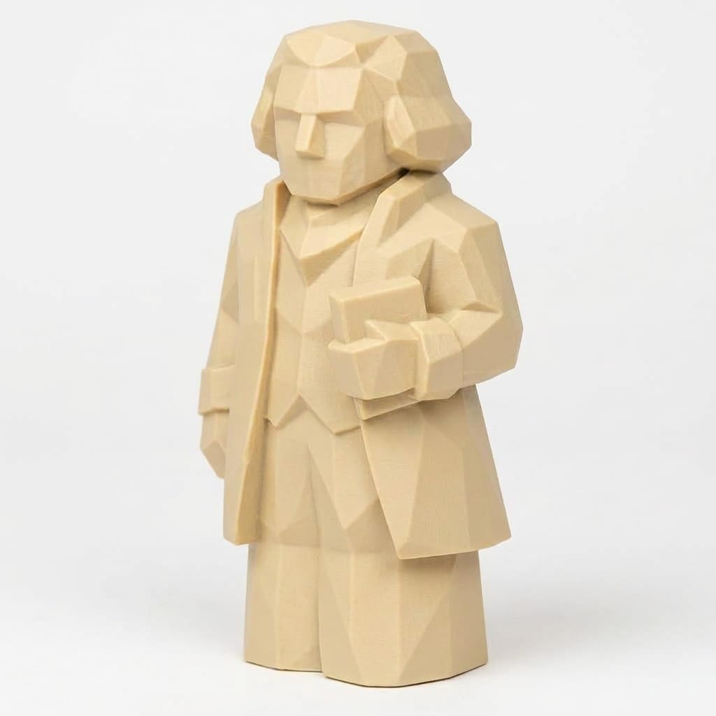 Wood Carved-Like Thomas Jefferson Figurine - Unique Desk Decor for Collectors 3D Printed in Canada - 3D Printed in Canada (Classic Birch) image 2