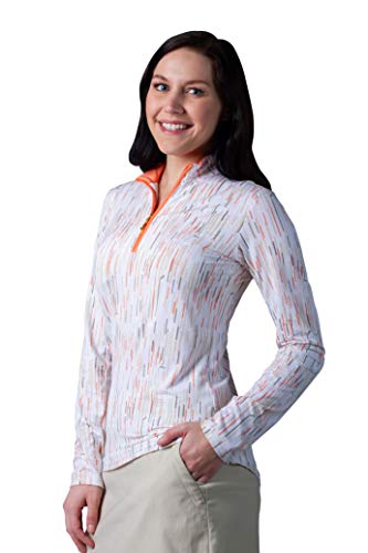 SanSoleil Women's SolTek Ice UV 50 Mock Neck Top - X-Small Pick-Up-Sticks Papaya