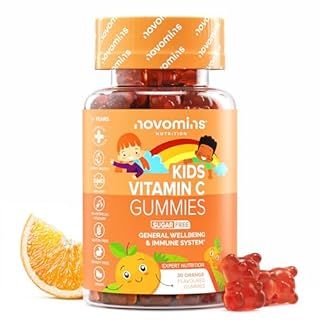 Vitamina C per Bambini - Senza Zuccheri e Senza Glutine - 40 mg di Vitamina C e Zinco - con Vitamine B6, B12 - Per Bambini - Integratore Masticabile per il Sist - Novomins