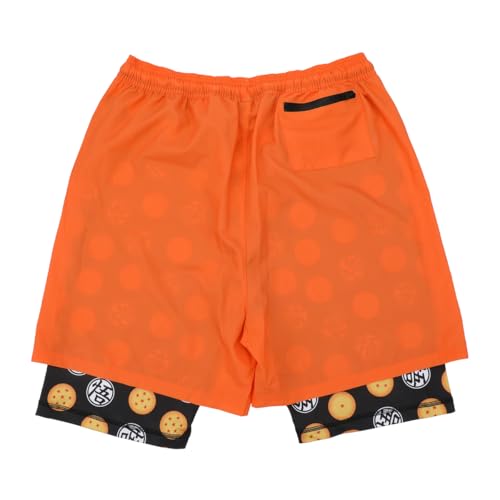 Dragon Ball Z Dragon Balls & Kanji Men's Orange Gym Pajama Shorts 7