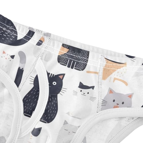 KLL Seamless Pattern Cats Gray White Little Boys Soft Nighttime Underwear Breathable Children Undies4