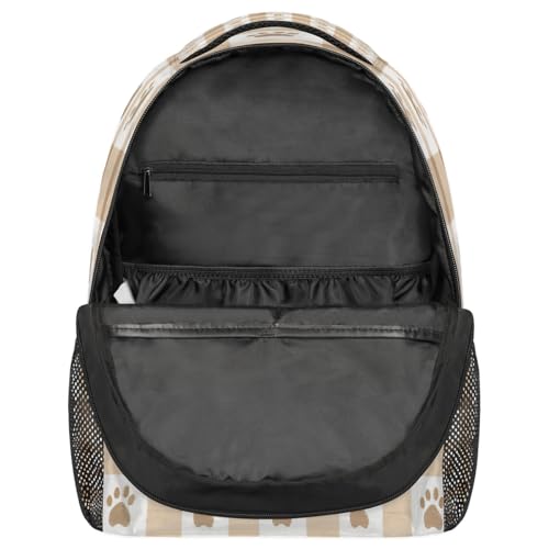 Brown White Checkered Paws Kids Backpack, Lightweight School Bookbag Large Capacity Laptop Backpack Water Resistant Daypack Shoulder Bag for Teenager Boys Girls3