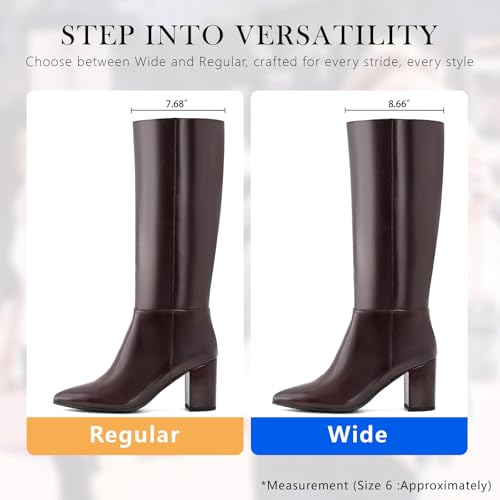 Shoe'N Tale Knee High Boots for Women Chunky Block Heel Fall Winter Pointed Toe Boots2