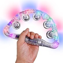 LED Light up Tambourines Musical Flashing Tambourine Handheld Percussion Instrument Glow in The Dark Clear