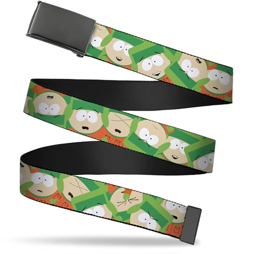 Buckle-Down Cartoon Network Belt, Flip Web Belt South Park Kyle Expressions Scattered Green, 1.0 Inch Wide, Youth up to Size 20