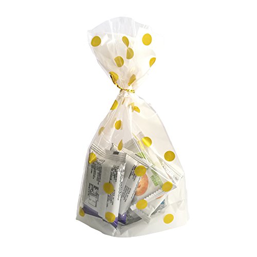 We Moment Clear Cello Bags For Treat Candy Cookie Party Favor Bags, Plastic Bags For Bakery, Cookies, Candies Chocolate,Snack Wrapping,For Wedding Shower Kid’s Birthday Party,Gold Dot,50Pcs #TOP3