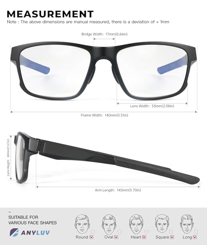 Image of ANYLUV Blue Light Blocking Glasses for Men Women Lightweight Computer Gaming Glasses Anti Eye Strain Rectangle Frame