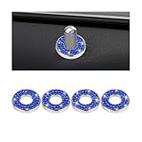 Ywdiml Bling Car Inner Door Lock Covers, 4PCS Crystal Rhinestones Vehicle Pull Rod Bolt Decorative Stickers for Women Girls, Auto Door Latch Cap, Compatible with C Class C200L GLC260 (Dark Blue)