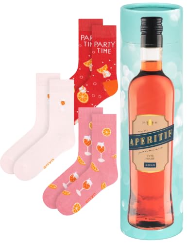 soxo Skarpetki Na Prezent Dla Kobiet Śmieszne Skarpety Bawełniane Drinki W Butelce 35-40 Aperitif 3 Pary