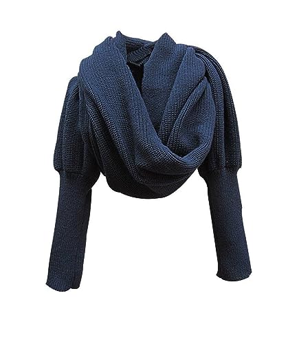 Gestrickte Schal Mit Ärmeln - Winter Warm Damen Stricken Wickelschal Sweater Schalumhang Cape Stola Strick Wrap für Frauen Mode Poncho