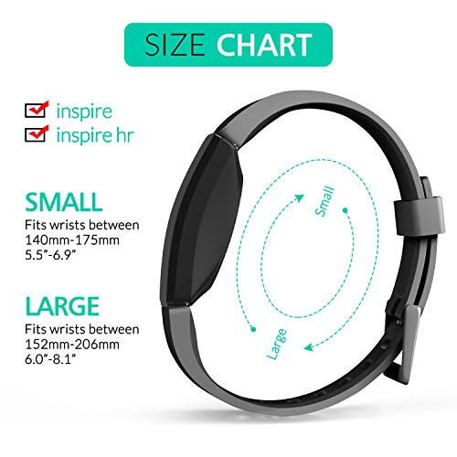 Tobfit Bands Compatible for Fitbit Inspire HR/Inspire/Ace 2, Replacement Wristband Sport Strap (Black, Large)