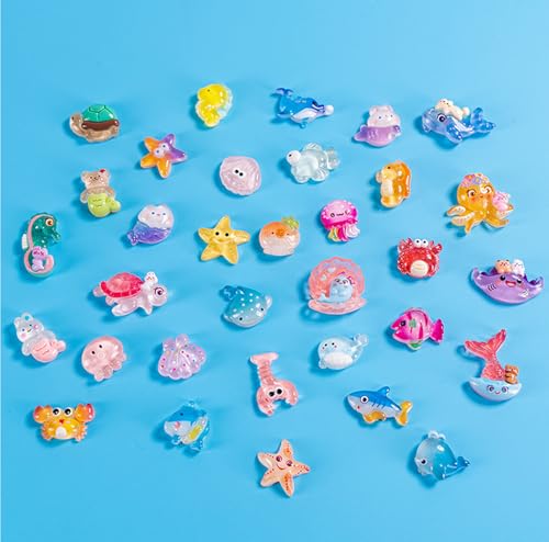 Image of 53pcs Mini Ocean Resin Animals Tiny Sea Animals Figurines Colorful Aquarium Ornaments Decorations for Fish Tank Potted Micro Fairy Garden(MiniAnimals-Ocean-53Pcs)