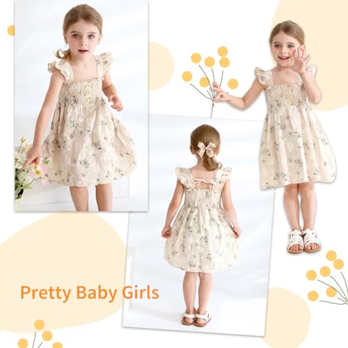JEELLIGULAR Toddler Dress Ruffle Sleeveless Button Down Dress for Toddler Girl Dress Summer Beach Casual A-line Sundress3