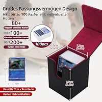 Tolesum Card Deck Box for MTG, Gathering Kartenbox für 100+ Karten, PU Leder Starkes Magnetic Sammelkarten Box Kompatibel Magic Commander TCG Karten (Vertikal-Schwarz und Rot) – Ansicht 3