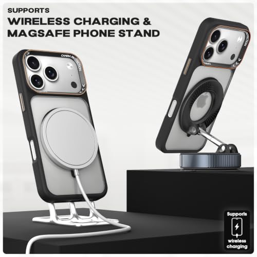 Image of Pikkme Back Cover for iPhone 17 Pro Max | Shockproof | Mag-Safe Compatible | Hard Transparent Back | Premium Raised Camera Protection | Bumper Case (Black Mag-Safe)