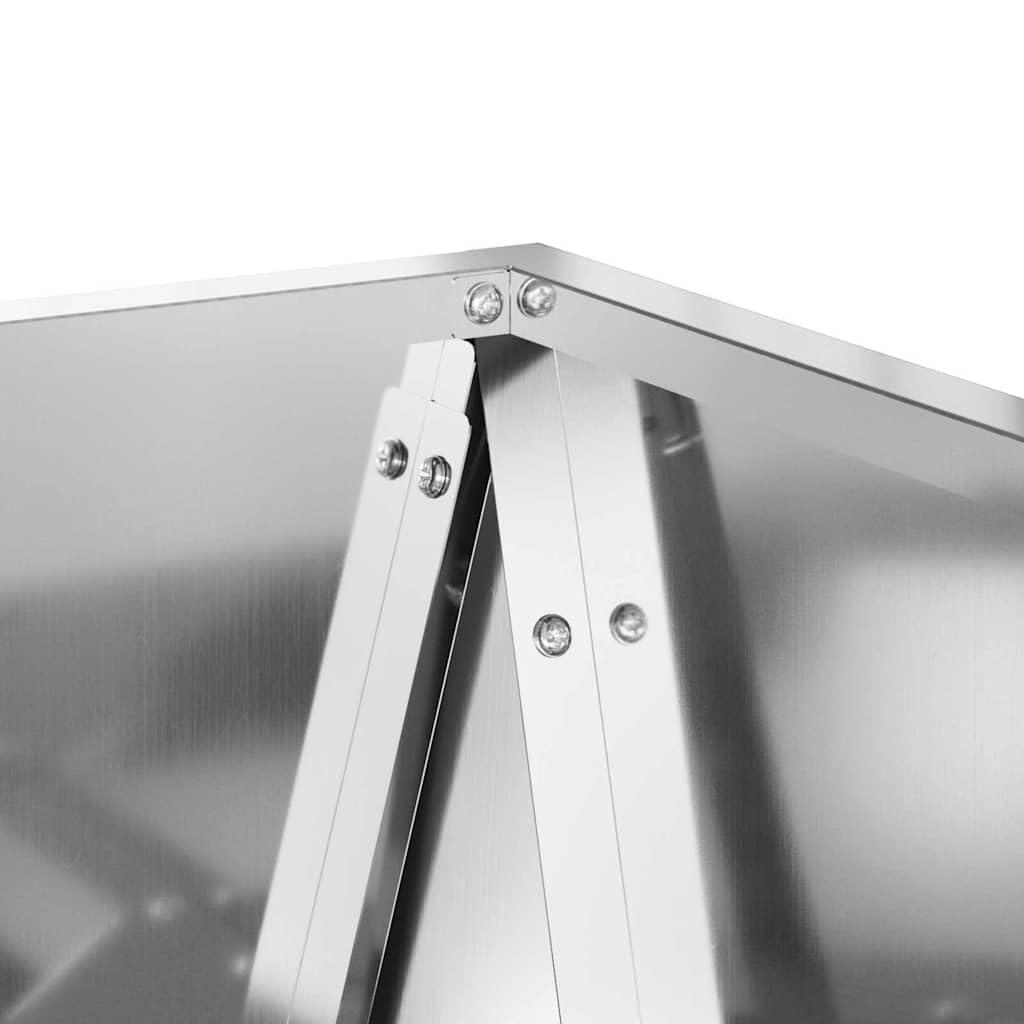 Macetero de acero galvanizado plateado 50 x 50 x 75 cm moderno rectangular para terraza con base integrada, robusta y resistente a la intemperie para exteriores