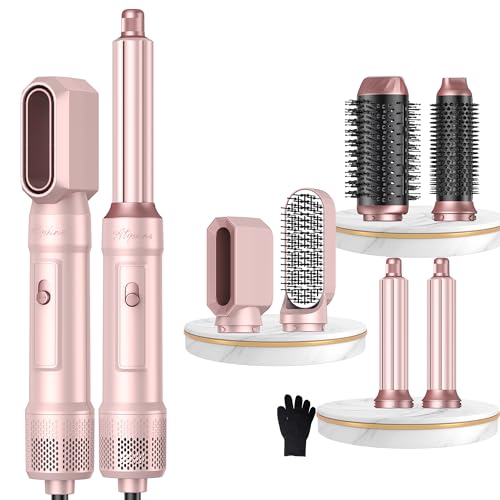 Pro Air Styler 6 in 1 Hair Styler Set,Magic Styler New Upgrade 60000rpm Hair Dryer Brush, L&R Hair Wrap Hair Curler,Curl, Straighten, Wavy, Smooth, Multi-Styler Gifts Set, 3 Temps Setting, Pink
