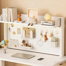 Katlanabilir Masa Ayarlanabilir Ofis ve Ev Basit Masa Yemek Masas , Pegboard ile Kelep eli Masa Raf  D zenleyici - Ev Ofis, Yurt ve Com i in  ok Ama l  Masa st  Kitapl k ve Depolama Raflar