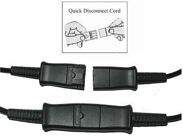 Diagram showing how to connect and disconnect the Quick Disconnect cord