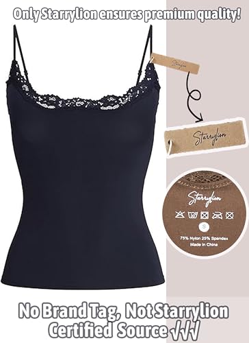 Starrylion Padded Lace Cami Top Double Lined Sexy Tank Top Spaghetti Strap Club Party Shirt2