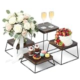 MyGift Wood and Metal Dessert Risers