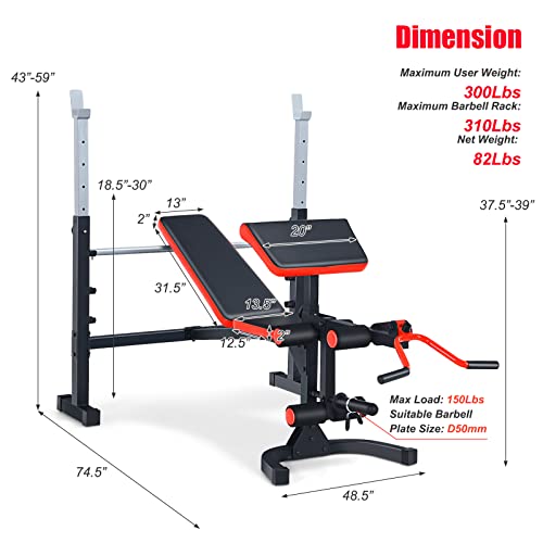 Gymax Adjustable Olympic Weight Bench With Squat Rack, Preacher Curl & Leg Developer, Lifting Press Exercise Equipment For Full Body Strength Training, Home Gym Multifunctional Workout Bench Set #TOP6