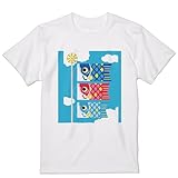 [igsticker] プリント Tシャツ メンズ L size サイズ クルーネック 白 ホワイト 015797 鯉のぼり 空 端午の節句