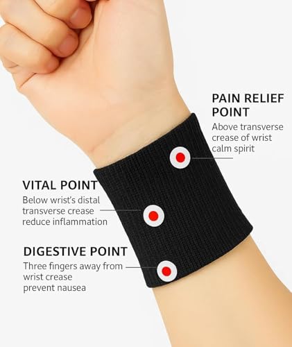 Image of Anti-Nausea Wristband for Anxiety, Travel, Sea, Car, Air Sickness Reliefs Handband with Pair (pack of-4)