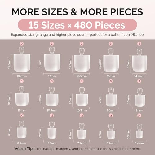 Image of MelodySusie Square Toe X Nail Tips- 480Pcs 15 Sizes Clear Acrylic, Full Matte Full Cover Press on Nails for DIY Extension & Salon Use,Pre-Shaped for Long-Lasting Manicure