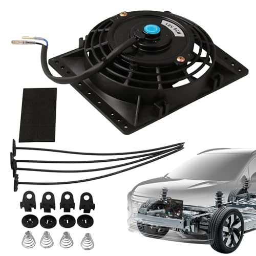 Ventilador de radiador para automóviles - Ventilador eléctrico automotriz, ventilador de enfriamiento de radiador de automóvil potente y delgado de 6 pulgadas | Kit de termostato de 12 V, 80 W, 10 asp