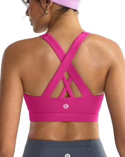 Image of RUNNING GIRL Sports Bras for Women,Padded Strappy Sports Bras Criss-Cross Back Medium Support Sports Bras with Removable Cups