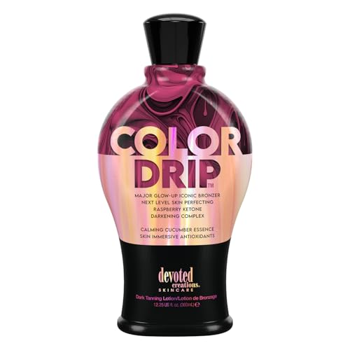 Devoted Creations Color Drip - Major Glow-up Iconic Bronzer Next Level Skin Perfecting Raspberry Ketone Calming Cucumber Essence Dark Tanning Lotion