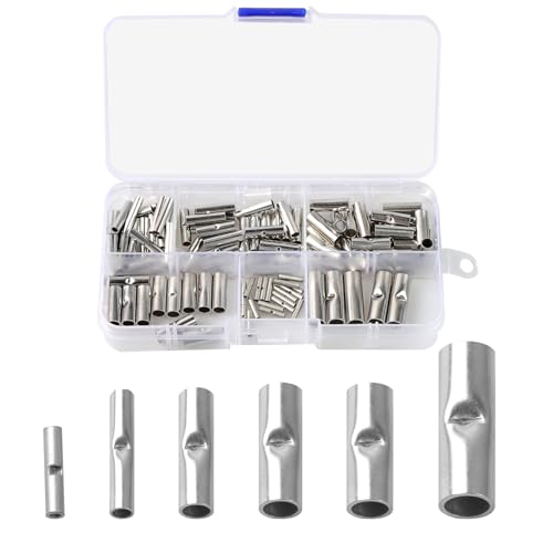 Maxqzin 100 conectores de tope no aislados, conectores de crimpado de cableado sin aislamiento, conectores de tope para cableado de cobre puro, conectores de empalme de 24 a 8 AWG, conectores de