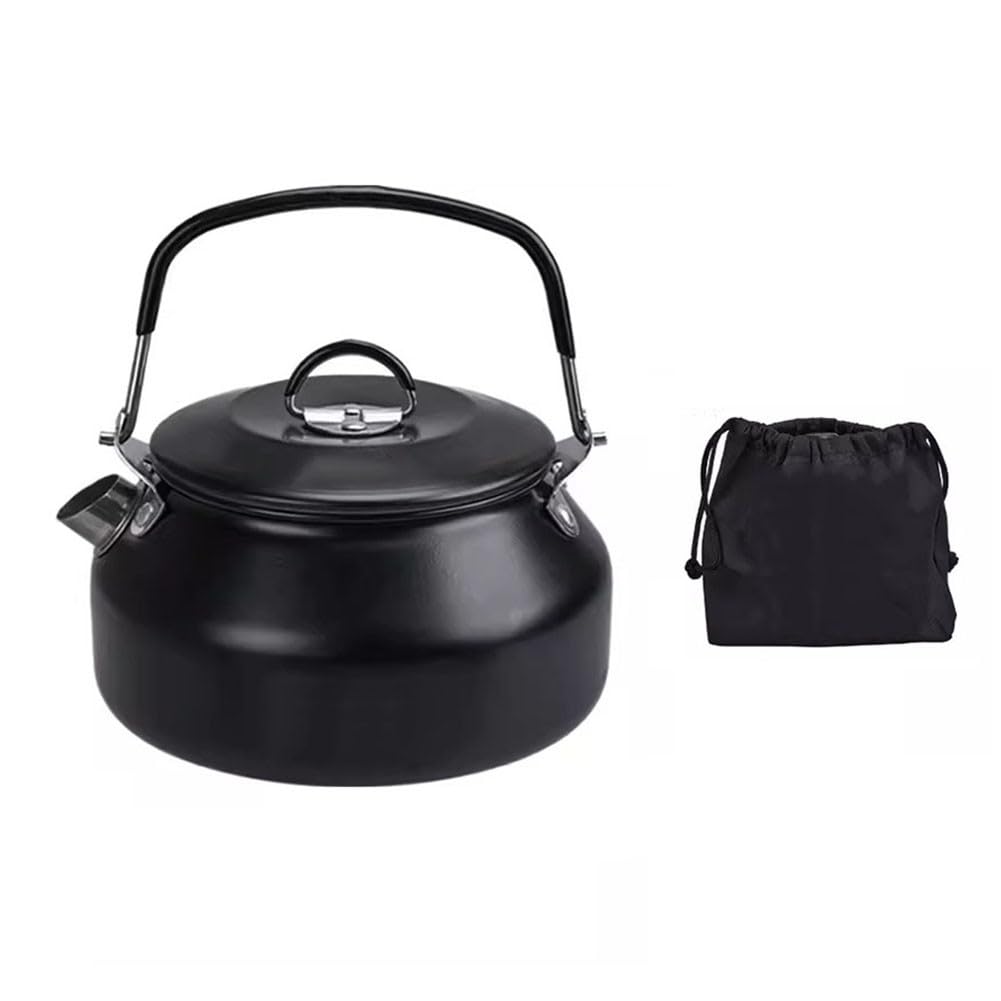 NiuLumea Lightweight 0.8L for Stainless Steel Camping Kettle, Fast Heating Outdoor Teapot with Anti-Hot Handle for Hiking Backpacking Travel, Black