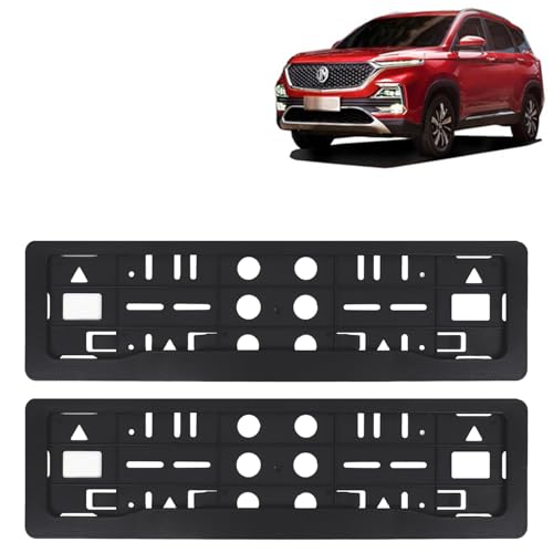 Image of KINGSWAY Hector Car Number Plate Frames for All 2019 to 2022 Models of Morris Garages (MG) Car Registration Plate Holders, Black Licence Plate Covers (Front and Rear), Universal Size 51.5 x 14.5 cm