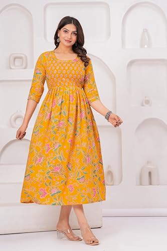Image of The Moon Star Women's Cotton Floral Printed Anarkali Maternity Feeding Kurti | Breastfeeding Dress for Mothers | Zipper Feeding Kurti,Nursing Kurti, Comfortable and Trendy Maternity Wear