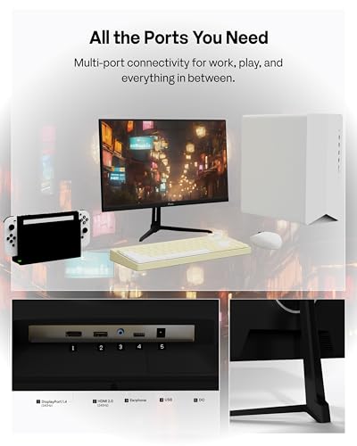 Image of Pixio Two PX249 Wave 24 inch 240Hz Refresh Rate FHD 1080p Resolution IPS Panel 4ms GTG Response Time Gaming Monitor and PS1D Wave Black Dual Monitor Arm