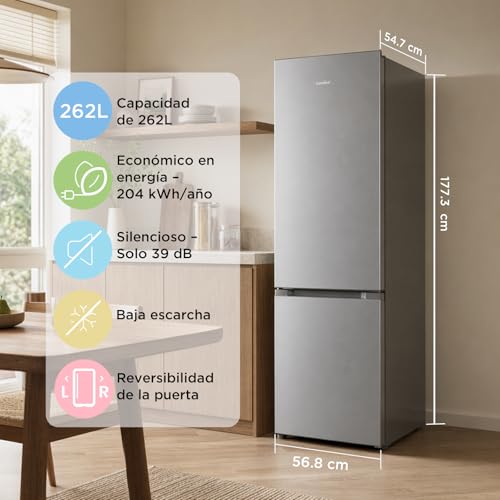 Comfee' 262L Refrigerador Combinado, Low Frost, Acero Inoxidable - Imagen 3
