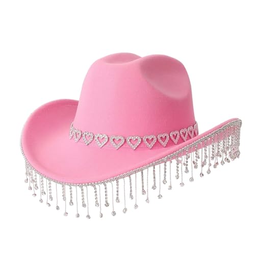 Generisch Chapeau de cowboy occidental 2026 avec motif cœur et franges pour fêtes, festivals,...