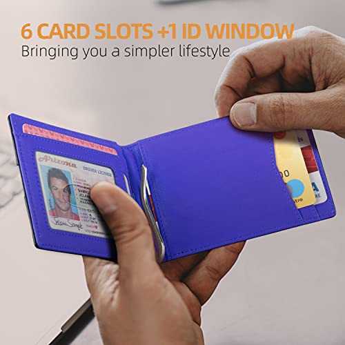 Runbox Slim Wallet For Men-Rfid Blocking-Bifold Genuine Leather-Minimalist Front Pocket-Mens Wallet With Money Clip Thin Gift Box #TOP3