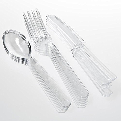 Image of Clear Plastic Silverware Set for 6 Guests (18pcs)