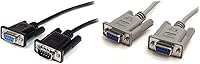 Vista 1 de StarTech.com Cable serial DB9 RS232 de 9.8 ft, recto, negro y cable de módem nulo serie RS232 de 10 pies - Cable de módem nulo - DB-9 (F) a DB-9 (F)