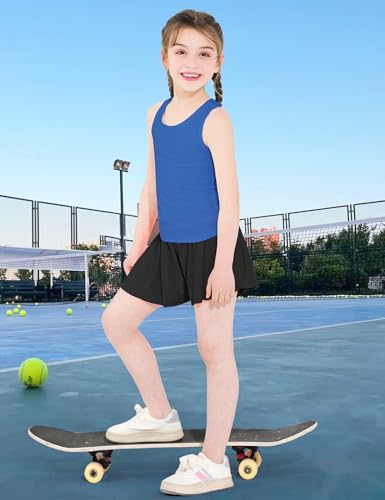 Girls Tank Tops Sleeveless Crew Neck Racerback Crop Tops Size 10-12 for Girls Kids Athletic Tank Top for Dance Yoga Gym Sparkle Blue4